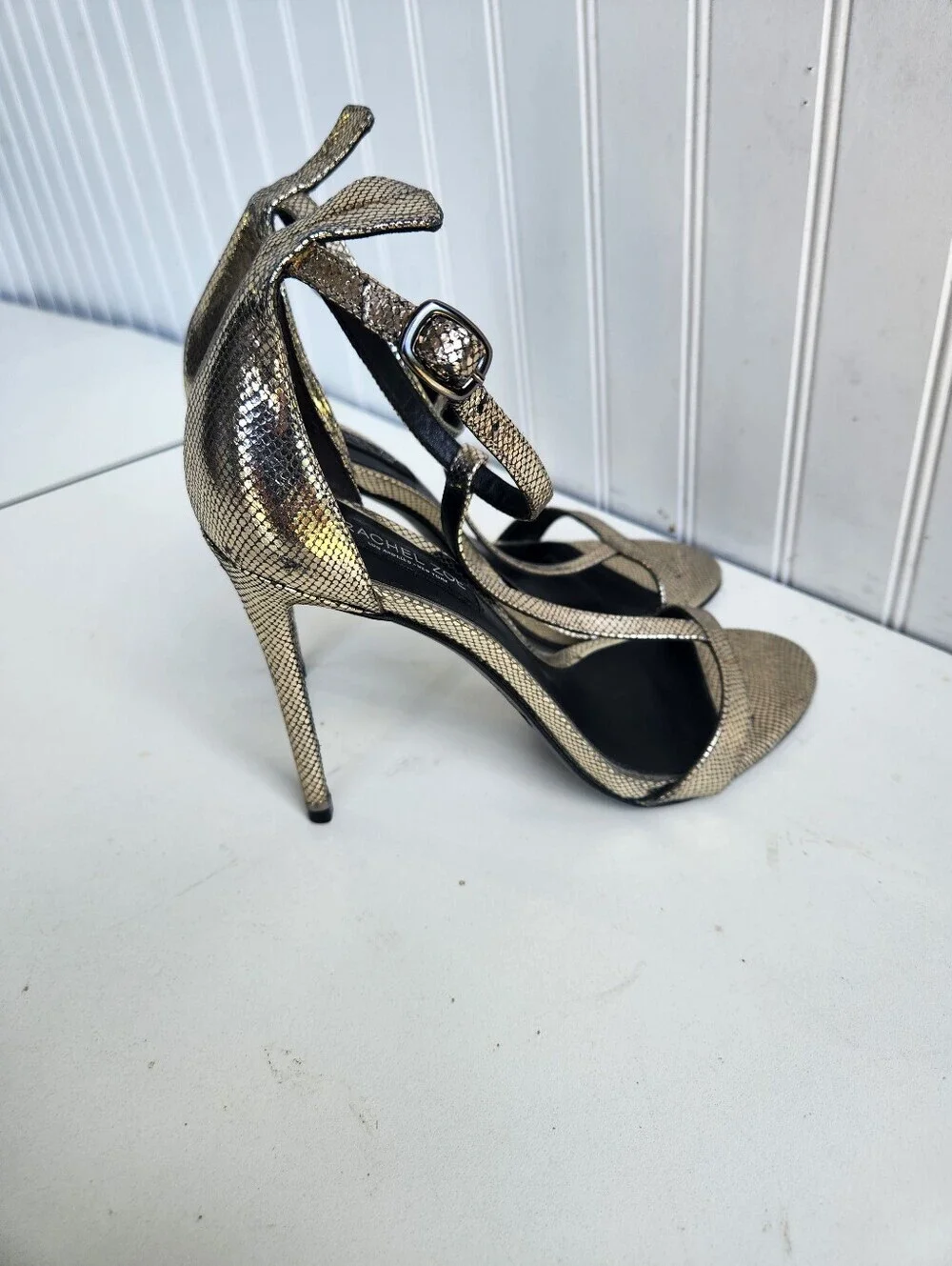 Rachel Zoe Strappy Gold Stilettos heels size 7